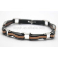 Aço inoxidável 316L preto e ouro antigo banhado pulseiras cadeia